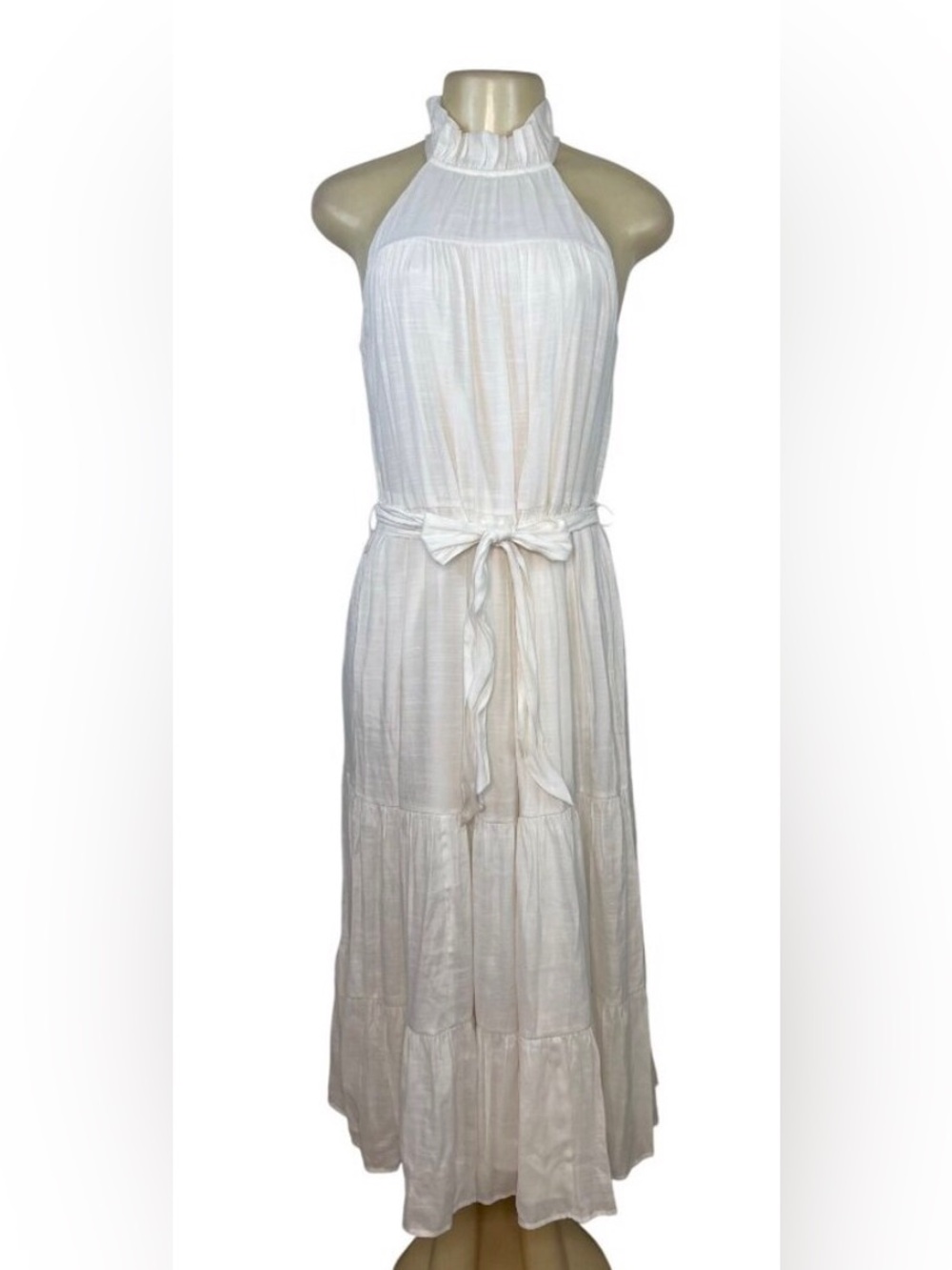 Banana Republic White Ruffled Tiered Maxi Sundress
